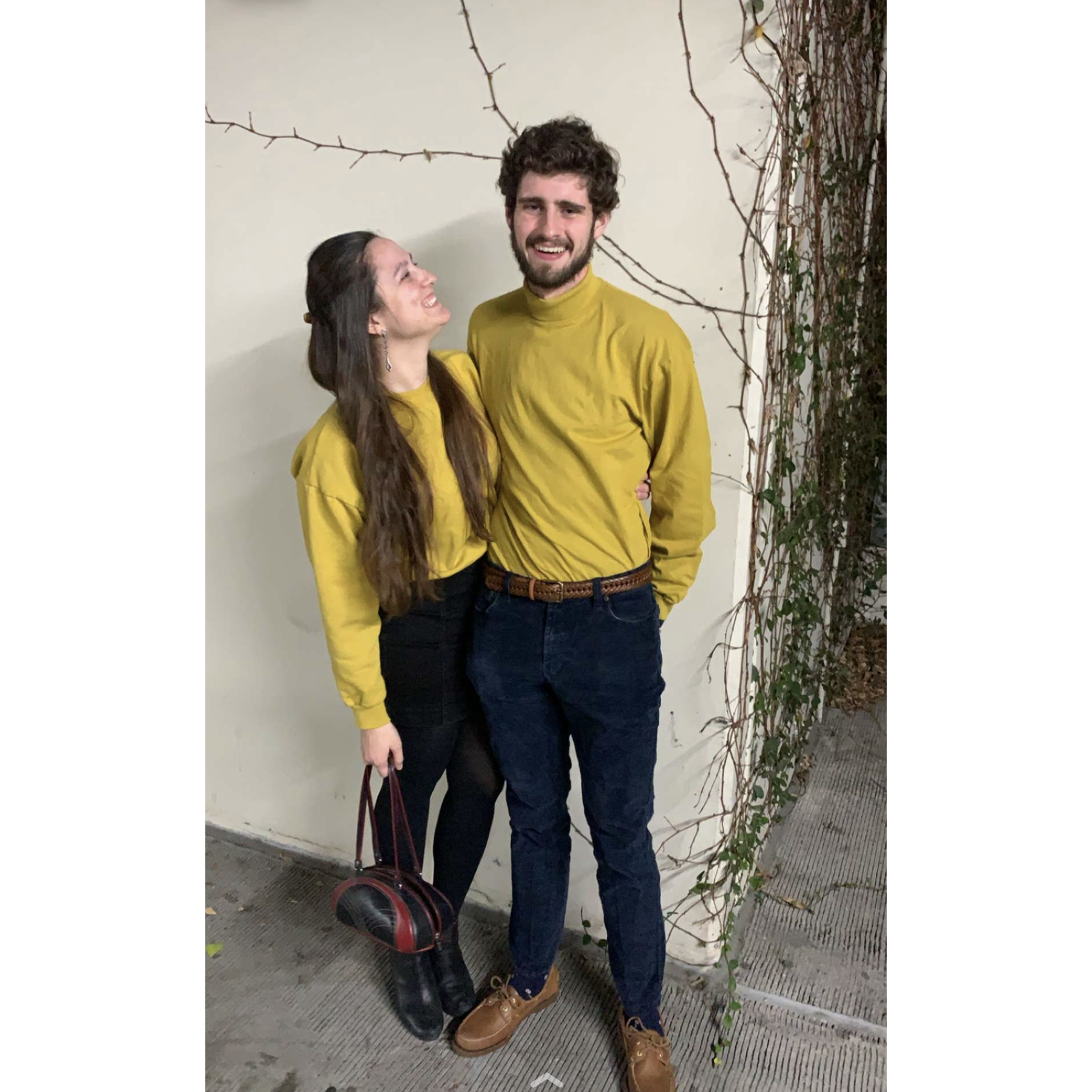 Just a couple of cuties out for a dinner date in our matching outfits. Thanks Hannah for the mustard sweaters!