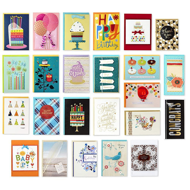 Hallmark Pack of 24 Handmade Assorted Boxed Greeting Cards, Modern Floral—Birthday Cards, Baby Shower Cards, Wedding Cards, Sympathy Cards, Thinking of You Cards, Thank You Cards