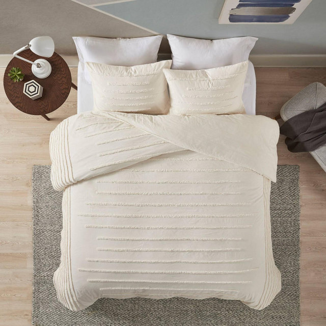 King/California King Ronan Cotton Chenille Duvet Cover Set Ivory