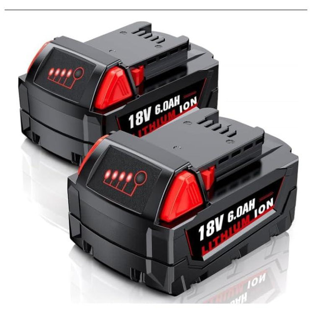 Replacement for Milwaukee M18 Battery, 6000mAh 18V Lithium High-Capacity Batteries Compatible with M18 Cordless Power Tools and Charger 48-11-1850 48-11-1860 48-11-1828 48-11-1815 48-11-1822 (2PACK)