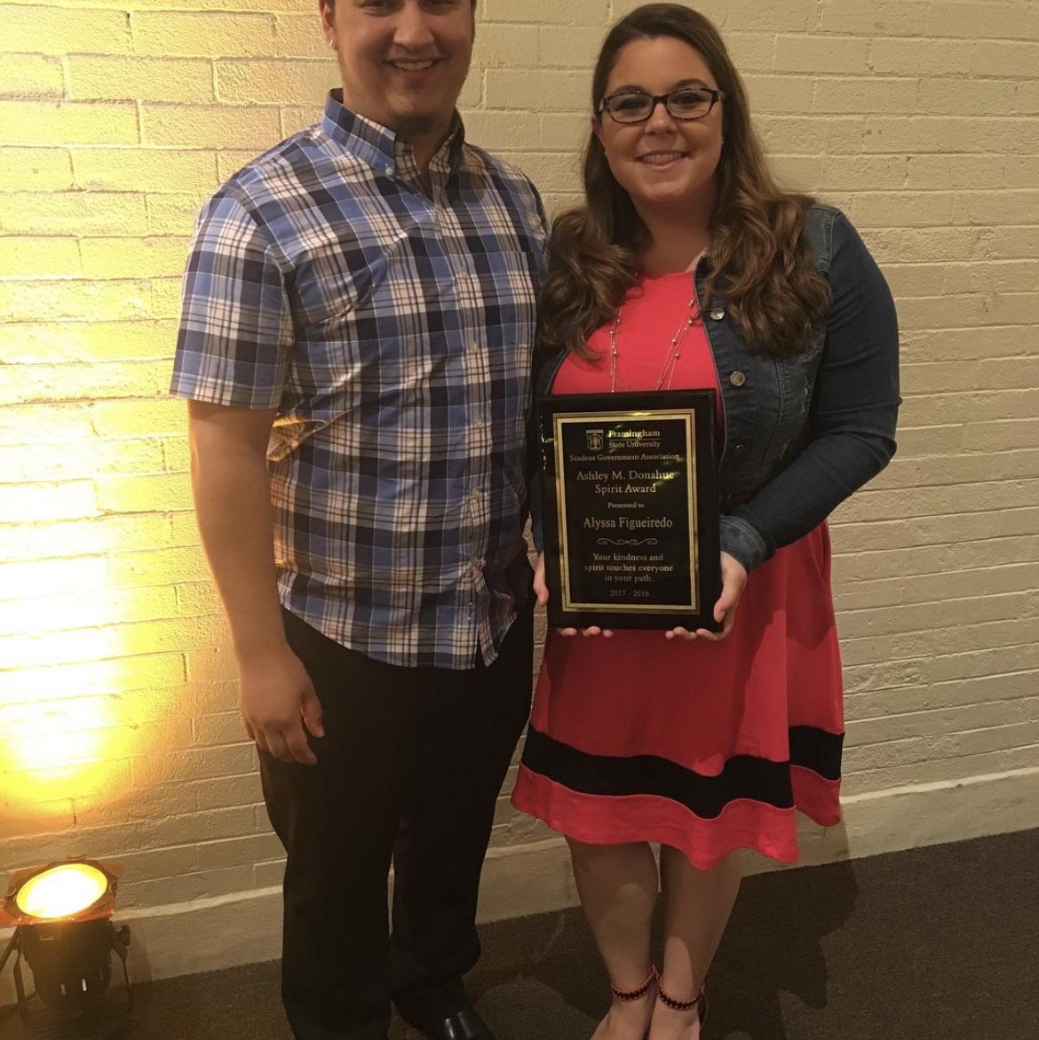 Alyssa won the Ashley M. Donahue Spirt Award at the All University Banquet for Club and Organizations - May 2018