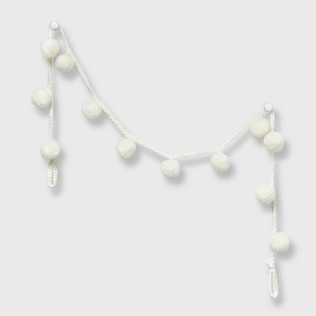 72" Pom Pom Christmas Garland with Braided Rope Ivory - Wondershop™