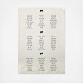 Cheese List Tea Towel