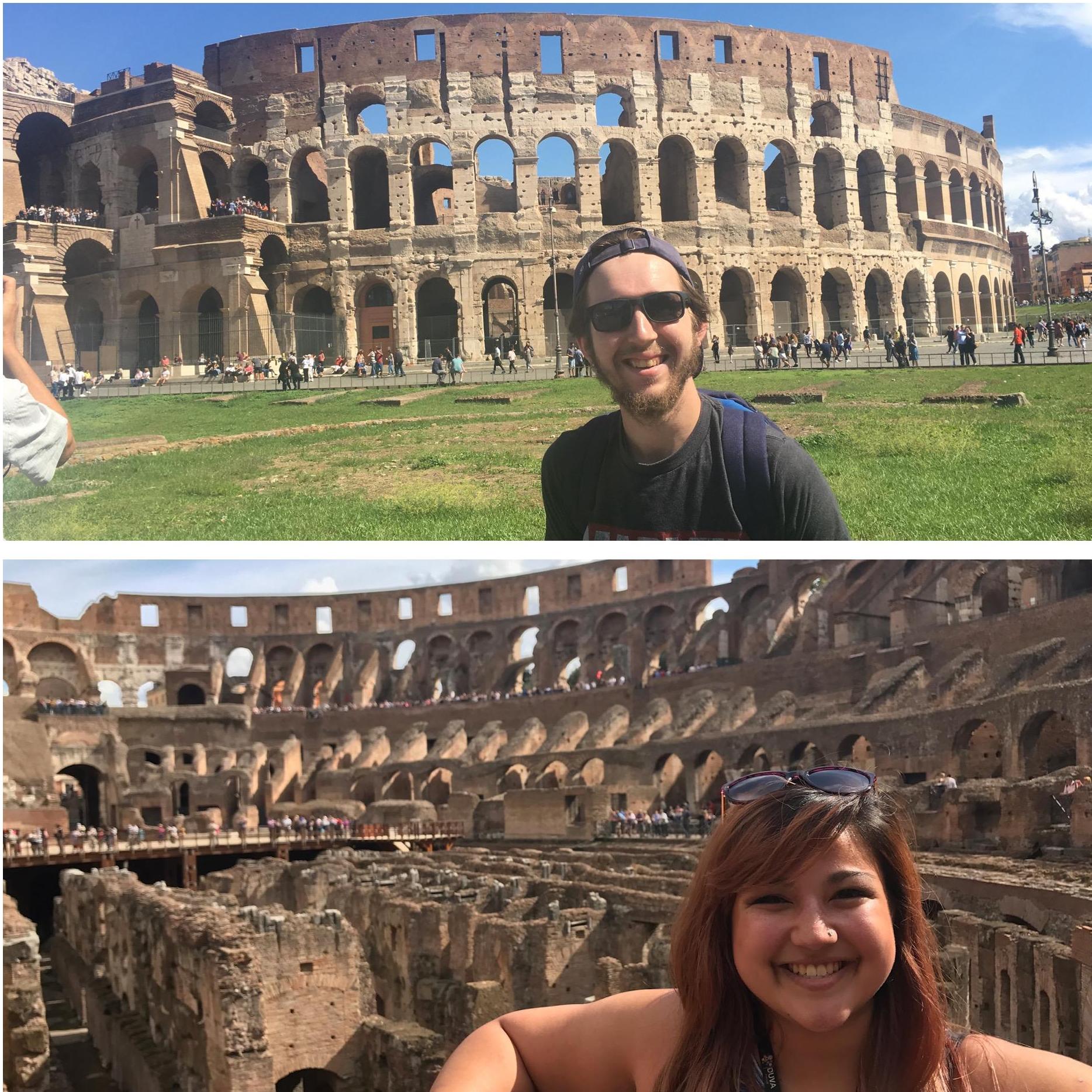 Taking in the architecture at the Colosseum in Rome, Italy