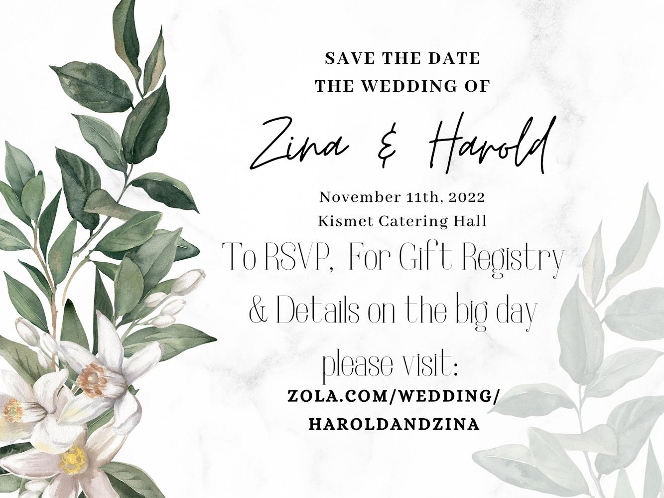 The Wedding Website of Harold Ruiz and Zina Dennis