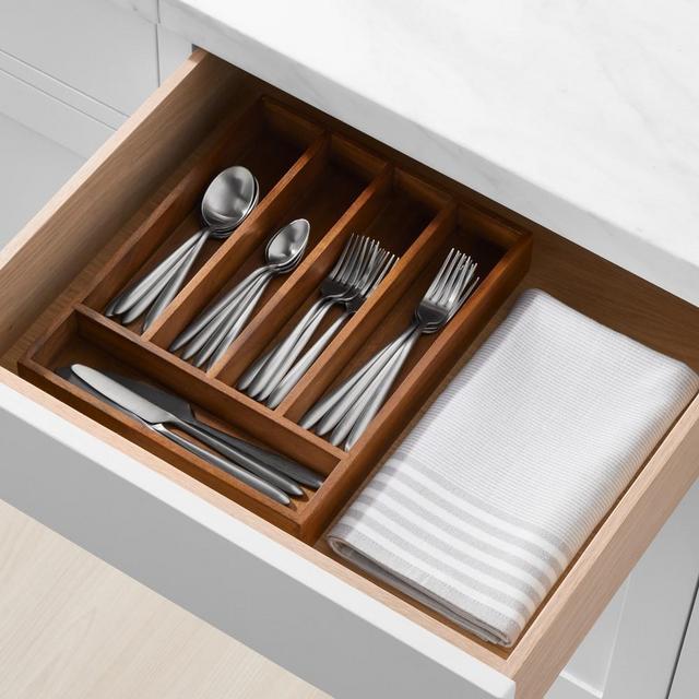Hold Everything Flatware In-Drawer Organizer, Walnut Finish, Small
