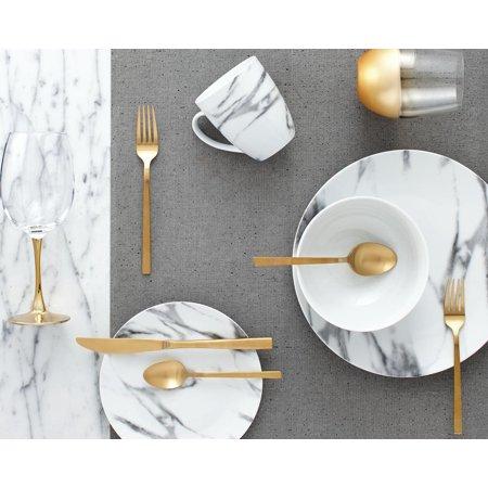 Safdie & Co. 16-Piece Coupe Dinnerware Set, White, Marble