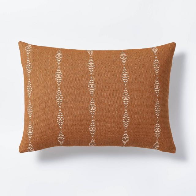 Woven Geo Striped Square Throw Pillow Brown/Cream - Threshold™ designed with Studio McGee