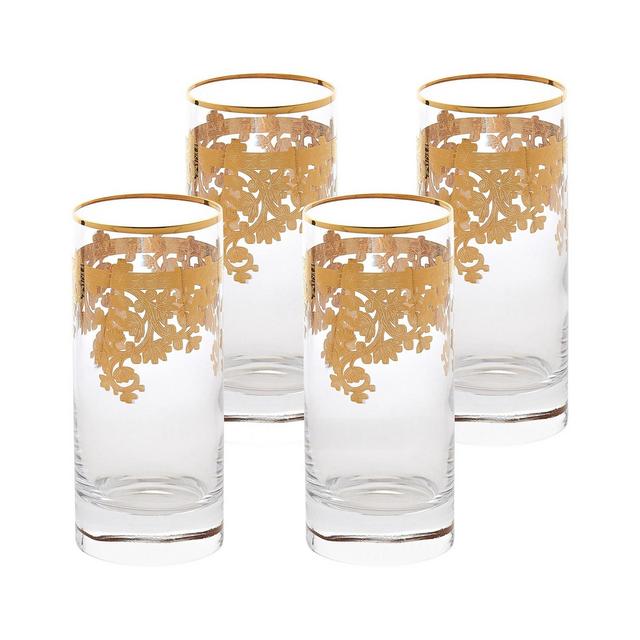 Lorren Home Trends Embellished 24K Gold Crystal High Ball Tumbler - Set of 4