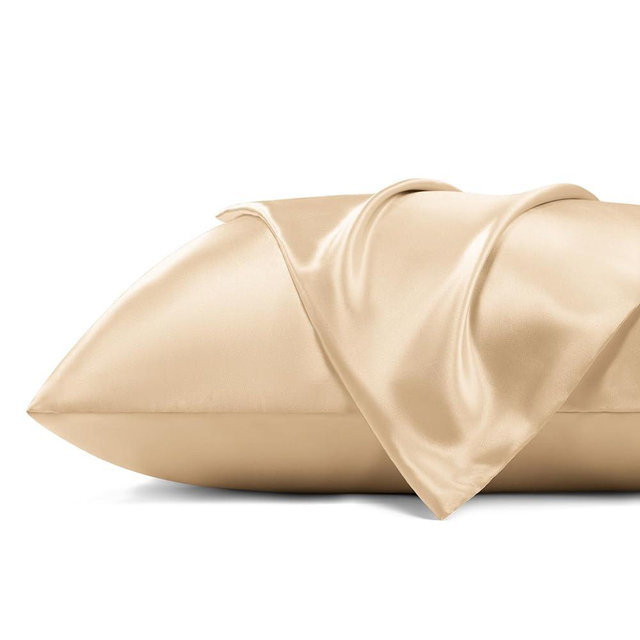 Bedsure Satin Pillowcase for Hair - Champagne Satin Pillow Cases Standard Size with Zipper 2 Pack, Similar to Silk Pillow Cases for Skin, Silky & Soft Pillow Cover, Gifts for Her or Him, 20x26 Inches