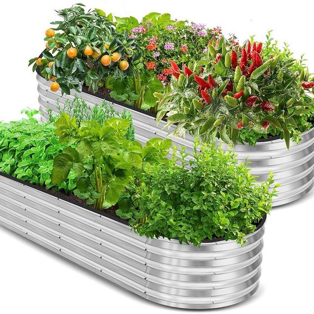 Utopia Home 2 Pack Galvanized Raised Garden Bed, 6ft x 2ft Lightweight Planter Boxes Outdoor with Easy Assembly, Large Garden Bed for Vegetables, Fruits, Flower - Silver