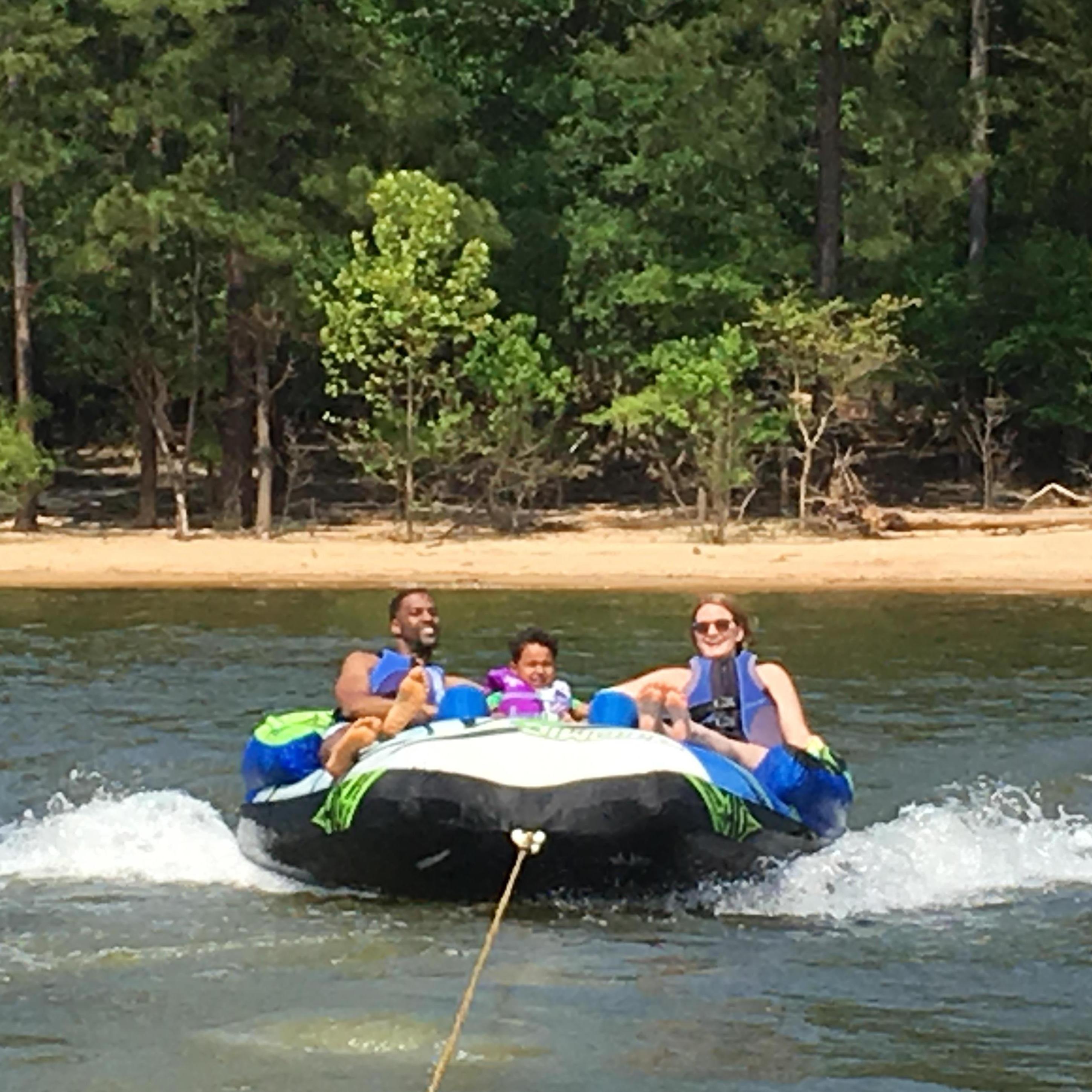 Tubing with Zayne during the summer of 2019