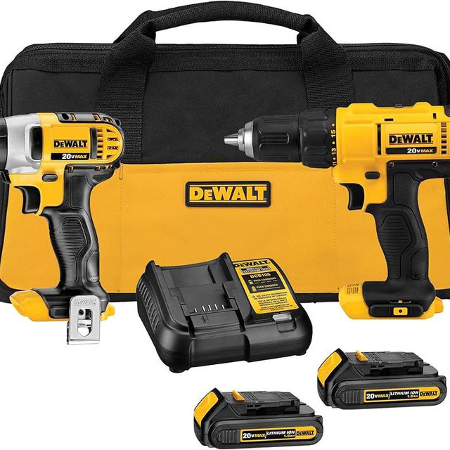DeWalt 20V MAX Cordless Brushed 2 Tool Compact Drill and Impact Driver Kit