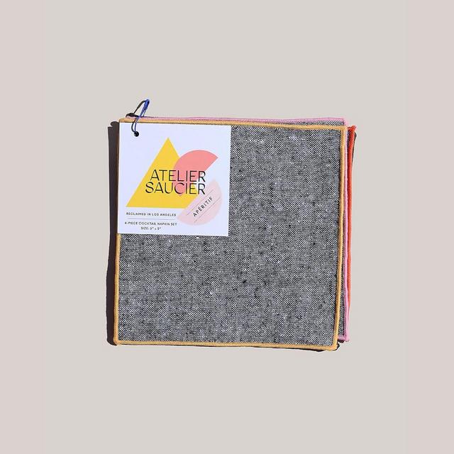 Atelier Saucier Rainbow Chambray Cocktail Napkins, Set Of 4, Blue