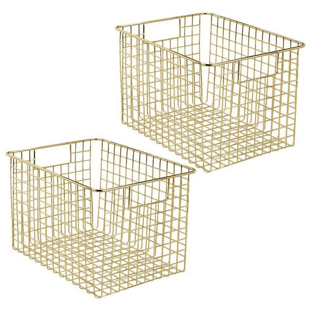 mDesign Classic Wire Steel Basket, Small, Brass, Set of 2