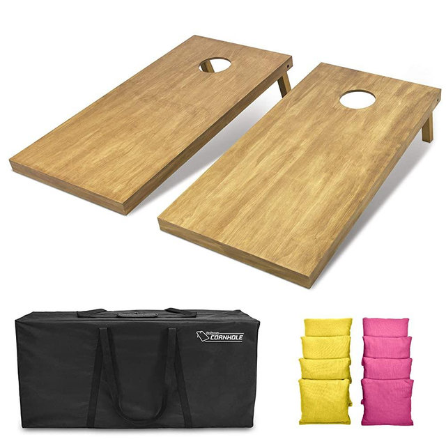 GoSports 4feet x 2feet Regulation Size Wooden Cornhole Boards Set - Includes Carrying Case and Over 100 Optional Bean Bag Colors