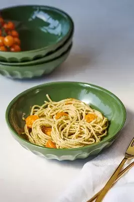 Amelie Latte Stoneware, Set of 4, Portuguese Pasta Bowls