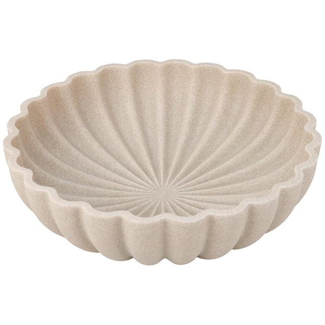 L'ARL GMVOI Large Decorative Bowl - Modern Handicraft Bowls for Home Decor - Fruit Bowl for Kitchen Counter - Key Bowl for Entryway Table - Ruffle Centerpiece Bowl Decor,Artificial Stone Beige