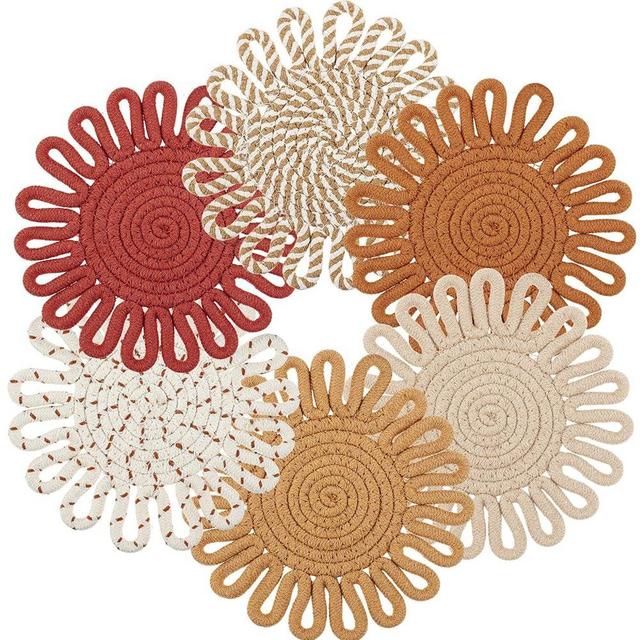 Blushtier 6 Pcs Trivets for Hot Dishes 7.5 Inch Hot Pads Hot Plate Mats Potholders for Kitchen Cotton Trivet Heat Resistant for Home Countertops Table Decoration