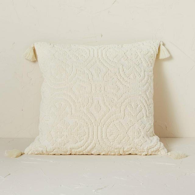 Arabesque Pattern Textured Square Throw Pillow Cream - Opalhouse™ designed with Jungalow™