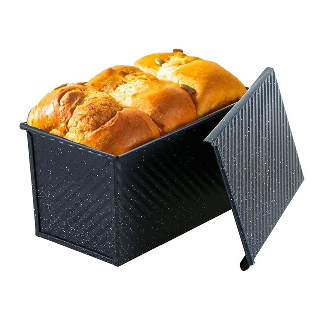 SS&CC Pullman Loaf Pan with Lid, 1LB Carbon Steel Nonstick Bread Baking Pan - Heavy Duty Loaf Pans for Homemade, Sourdough & Sandwich Bread, Bread Loaf Pan with Cover