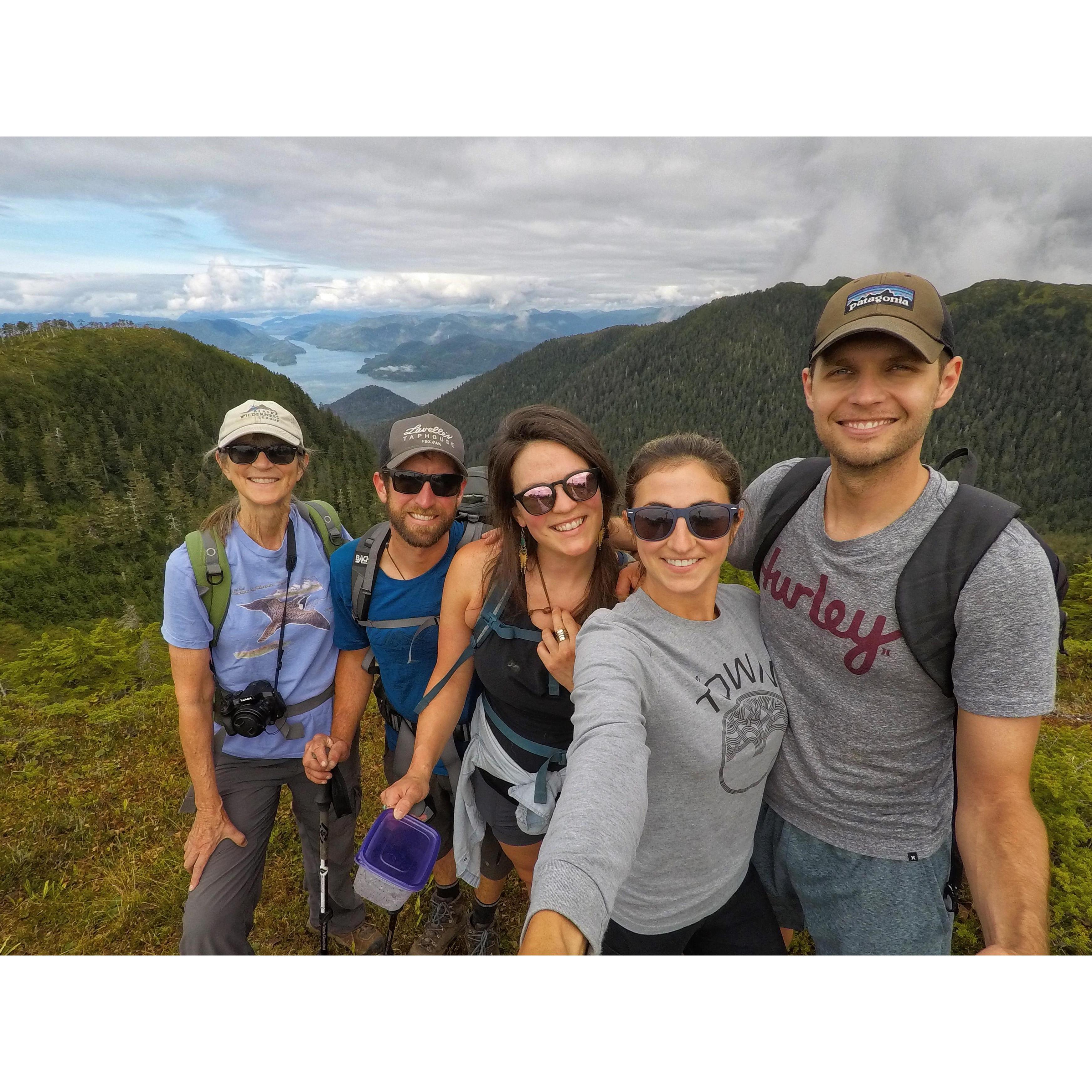 A Sitka hike visiting Casey's mom Debbie with Casey's sister, Robin, and her fiancé, Reese