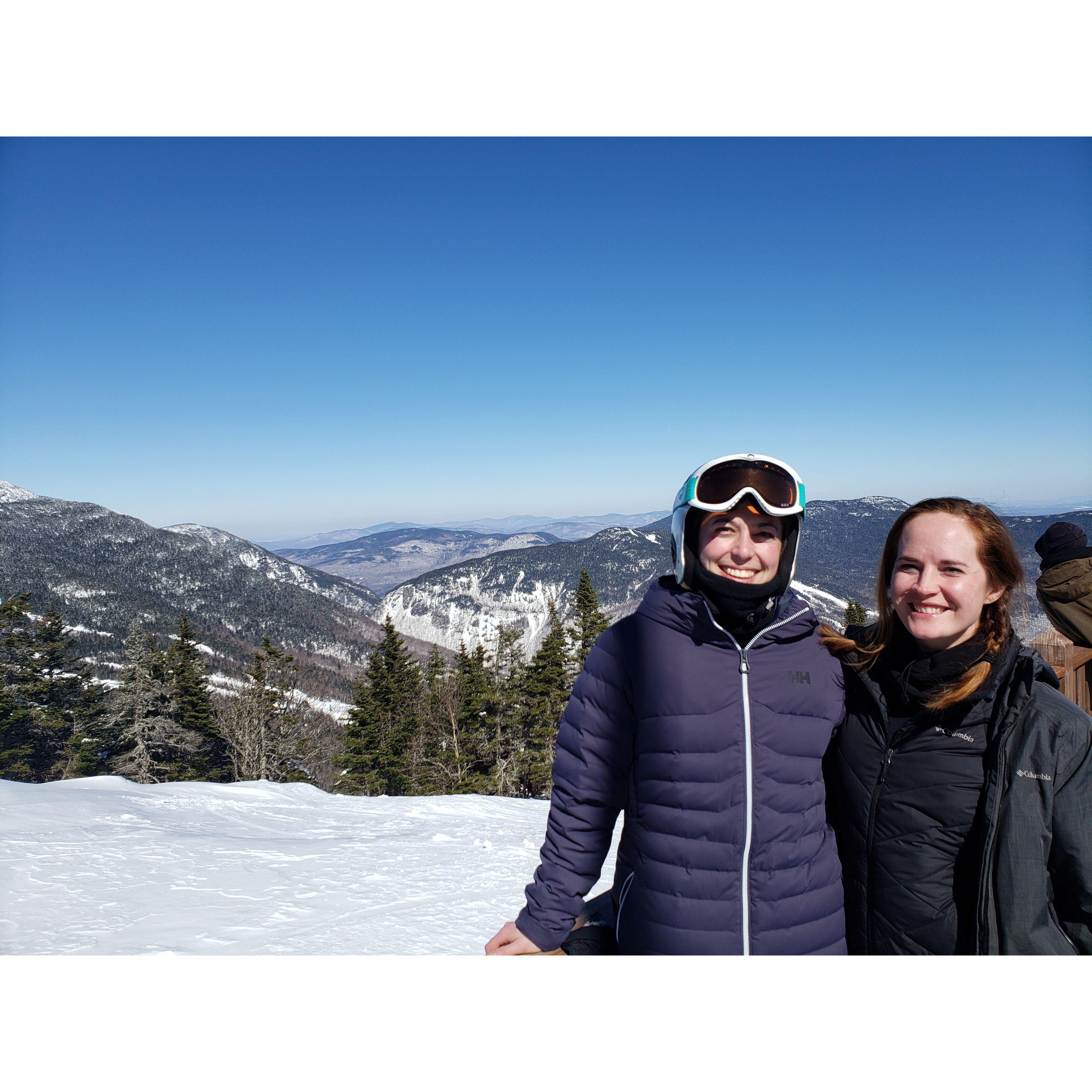 First trip together. First photo together. First time Joanna forgot to pack her ski bag and had to buy everything new at the mountain. Butterflies are distracting.