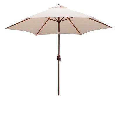 9' Round Lighted Patio Umbrella Cream - Tropishade
