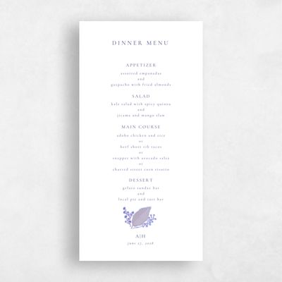 Purple Wedding Menu - Elody