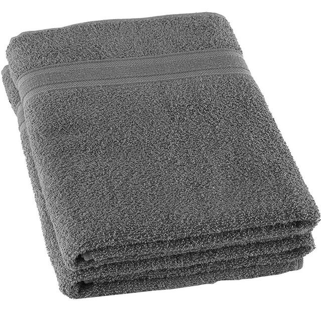 Lightweight Grey Bath Towels Quick-Dry High Absorbent 100% Turkish Cotton Lightweight Towel for Bathroom, Guests, Pool, Gym, Camp, Travel, College Dorm, Shower (Gray, 2 Pack Bath Towel)
