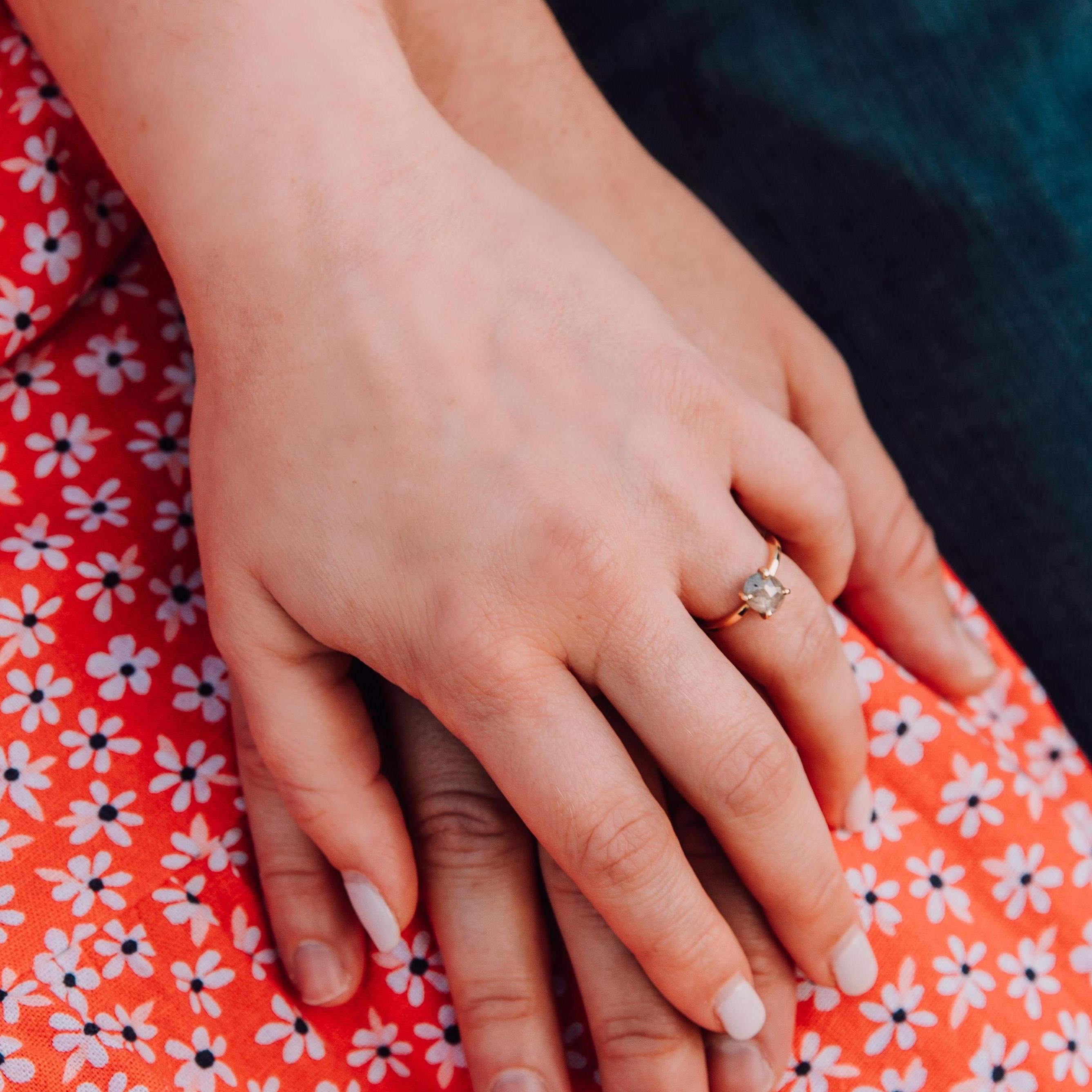 Jesse custom designed an ethically sourced diamond ring online working with a company that contributes back towards nonprofits. Thank you Midwinder Co for the beautiful salt and pepper diamond ring!
