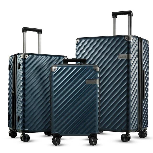 LUGGEX 3 Piece Luggage Sets with Spinner Wheels - 100% Polycarbonate Expandable Hard Suitcases with Wheels - Travel Luggage TSA Approve (Navy Blue, 20/24/28)