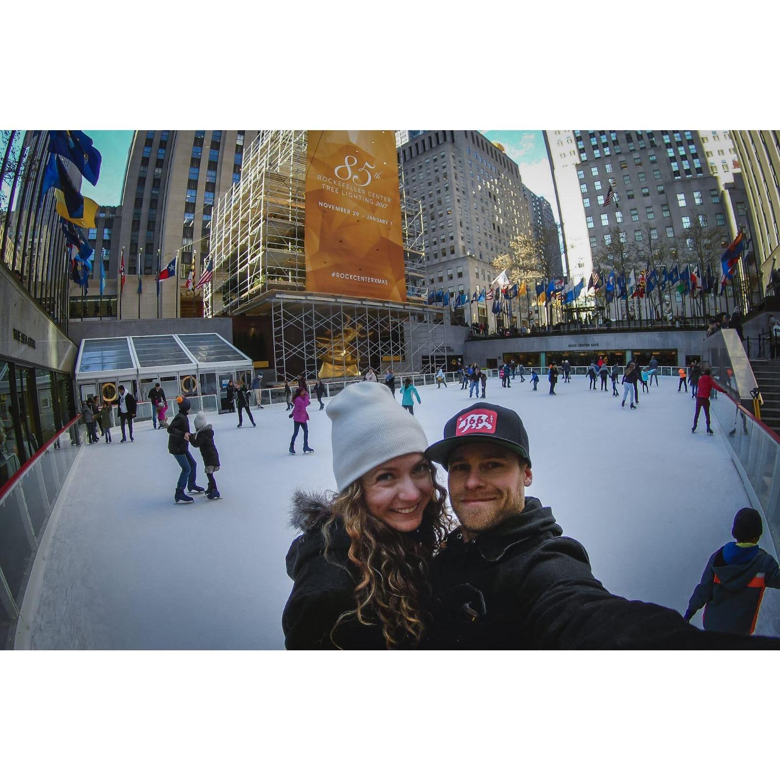 Dillon showing off his skating skills at the Rockafeller Center ice rink