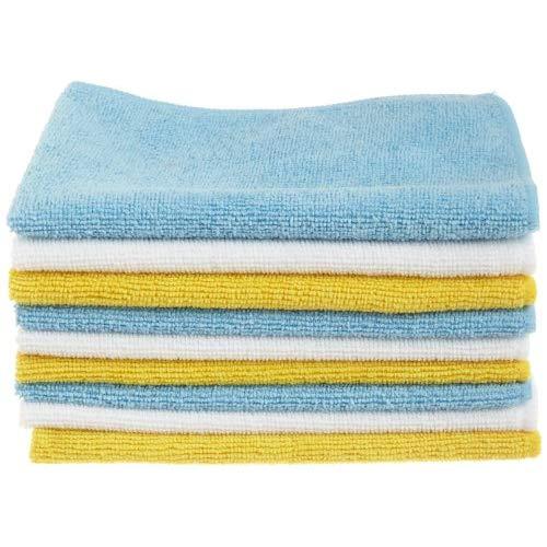 AmazonBasics Blue and Yellow Microfiber Cleaning Cloth, 48-Pack