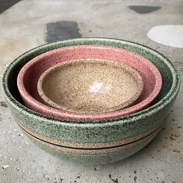 Rider Ceramics Wheel Thrown Speckled Stoneware Nesting Bowl Set
