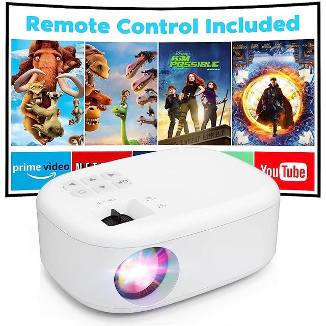 PURSHE Mini Projector 9500 Lumens, Full HD 1080P Supported Portable Outdoor Movie Projector for iOS, Android, Windows, Compatible with TV Stick/HDMI/Smartphone/PS4/USB [Remote Control Included]