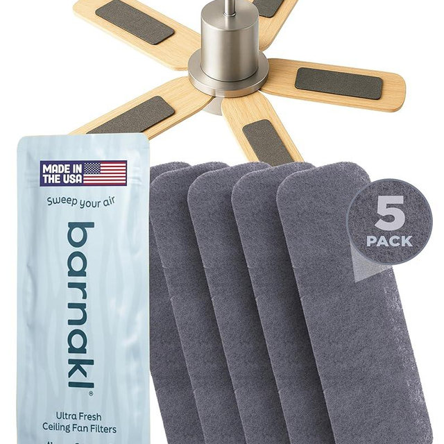 Barnakl Ultra Fresh Ceiling Fan Filters | Made with Zeolite and Coconut Shell Carbon to Trap Odors and Airborne Contaminants | Odorless, Fits All Ceiling Fans (5-Pack)