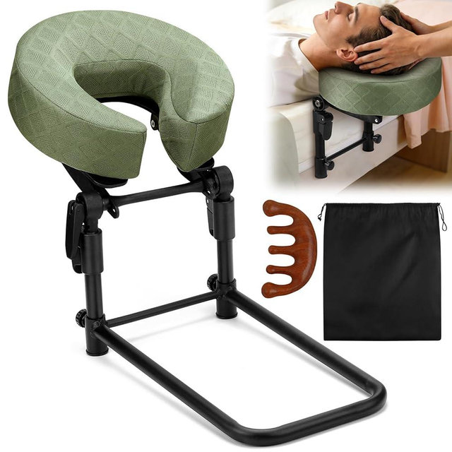 HairChrysm Massage Headrest for Bed with Scalp Massager Storage Bag, Adjustable Home Bed Massage Head Holder for Sleeping Mattress, Massage Face Cradle Face Down Pillow After Eye Surgery