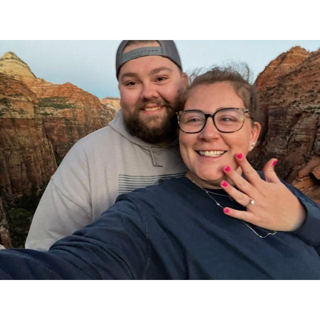 Hunter Proposed on top of "Observation Point" In Zion National Park