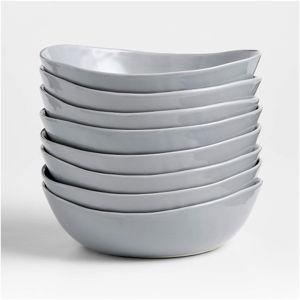 Mercer White Porcelain Low Bowls, Set of 8