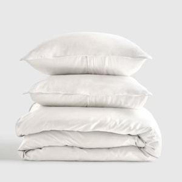 Bamboo Queen Size Duvet Cover Set in White