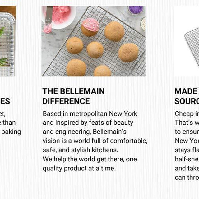 Bellemain Cooling Rack - Baking Rack, Chef Quality 12 inch x 17 inch - Tight-Grid Design, Oven Safe, Fits Half Sheet Cookie Pan