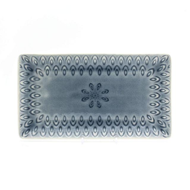 Euro Ceramica PK- Peacock Rectangular Platter, One Size, Grey