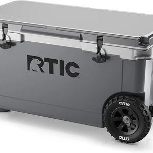 RTIC 72 Quart Ultra-Light Wheeled Cooler Hard Insulated Portable Ice Chest Box for Beach, Drink, Beverage, Camping, Picnic, Fishing, Boat, Barbecue, 30% Lighter Than Rotomolded Coolers