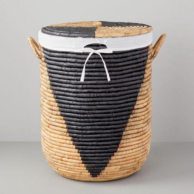 Woven Seagrass Hampers, Natural/Black, Large