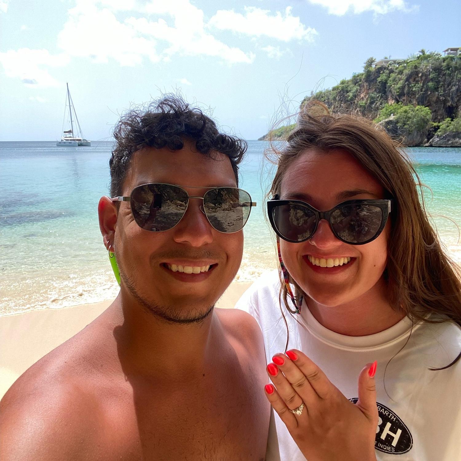 We snapped this selfie moments after getting engaged!