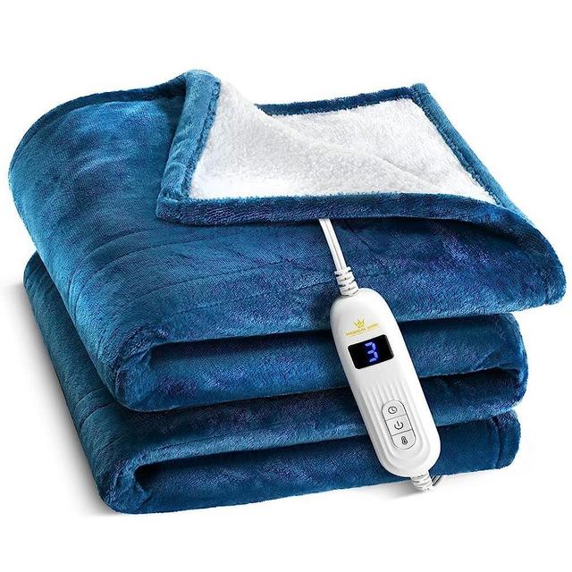 Heated Blanket, Machine Washable Extremely Soft and Comfortable Electric Blanket Throw Fast Heating with Hand Controller 10 Heating Settings and auto Shut-Off (Blue, 50 x 60)