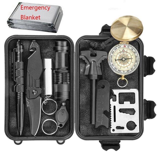 Emergency Survival Kits 11 in 1, CHANGKU Multi Professional Survival Tools Outdoor Survival Gear Kit for Traveling Hiking Biking Climbing Hunting