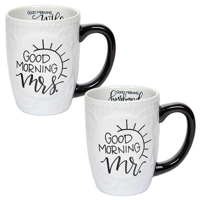 Brownlow Gifts Ceramic Gift Mug Set, 16-Ounces, Mr. & Mrs, 2 Count