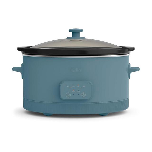 bella 6.0 Qt Programmable Slow Cooker, EverGood™ Ceramic Nonstick Coating, Adjustable Temperature & Cooking Times, Dishwasher Safe Stoneware Pot & Tempered Glass Lid, Tangle Free Cord Wrap, Surf